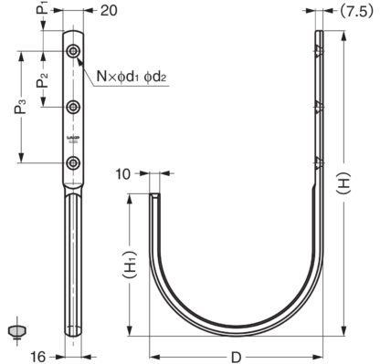 Grand crochet universel de haute qualité, en acier inoxydable, surface : mate et polie, 173 mm (6,9 »), XL-CUF170TT. Crochets V2A robustes pour la construction navale, l’extérieur et bien plus encore, par Sugatsune / LAMP® (Japon) – Image 3