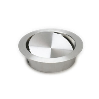 Trappe à déchets de haute qualité avec fermeture amortie, en acier inoxydable, surface : satinée mate, design : de forme ronde, AD-GD011-HL. Porte à ordures en acier inoxydable à fermeture automatique, pour meubles de cuisine, cabinet médical et bien plus