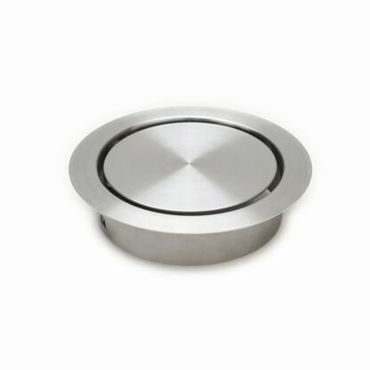 Trappe à déchets de haute qualité avec fermeture amortie, en acier inoxydable, surface : satinée mate, design : de forme ronde, AD-GD011-HL. Porte à ordures en acier inoxydable à fermeture automatique, pour meubles de cuisine, cabinet médical et bien plus – Image 2