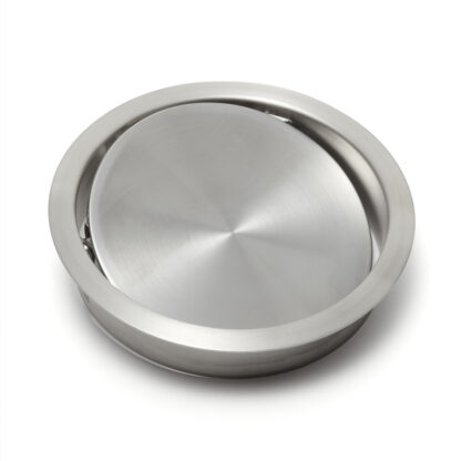 Trappe à vidage de haute qualité avec fermeture amortie, en acier inoxydable, surface : satinée mate, design : de forme ronde, AD-GD015-HL. Porte à ordures en acier inoxydable à fermeture automatique, pour meubles de cuisine, cabinet médical et bien plus