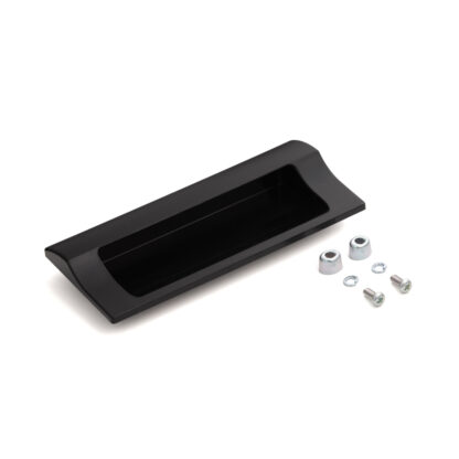 Coque rectangulaire de haute qualité en plastique durable, surface: noir, 140 mm (5.6 ») HH-JS140-BL. Poignée de meubles HH-JS140-BL pour tôle, bois, tiroir, armoire en métal, armoire en bois, mobilier de bureau, meubles de chambre, par Sugatsune / L