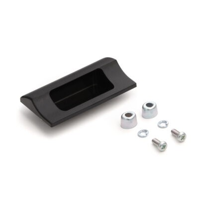 Coque rectangulaire de haute qualité en plastique durable, surface: noir, 70 mm (2.8 ») HH-JS70-BL. Poignée de meubles HH-JS70-BL pour tôle, bois, tiroir, armoire, mobilier de bureau, meubles de chambre à coucher, par Sugatsune / LAMP® (Japon)