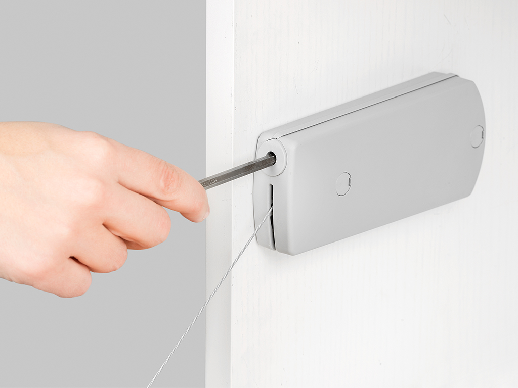 Fixation de rabat de haute qualité avec tir de câble, capacité de charge : 14 kg (31 lbs), surface : grise, 1010621. Support robuste pour rabat de corde pour rabats de meubles, rabats d’armoire, rabats de secrétaire, rabats de guidon et bien plus encore, par EMUCA – Image 3