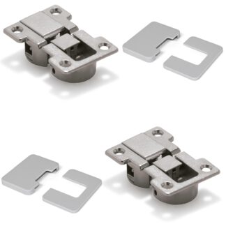 Charnière à clapet 2 pièces Ankor GT-B, amovible, en alliage de zinc avec capuchons de couverture, finition: gris 1010821. Charnière de compartiment de barre en alliage de zinc pour volets en bois, rabats de meubles, couvercles en bois, compartiment de ba