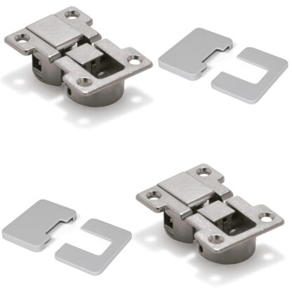 Charnière à clapet 2 pièces Ankor GT-B, amovible, en alliage de zinc avec capuchons de couverture, finition: gris 1010821. Charnière de compartiment de barre en alliage de zinc pour volets en bois, rabats de meubles, couvercles en bois, compartiment de ba