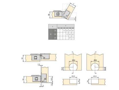 Charnière à clapet 2 pièces Ankor GT-B, amovible, en alliage de zinc, surface : nickelée 1010707. Charnière de compartiment de barre en alliage de zinc pour volets en bois, rabats de meubles, couvercles en bois, compartiment de barre et bien plus encore,  – Image 3