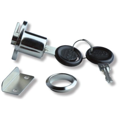 Serrure à rabat de haute qualité en zamak avec rosace cylindrique et deux clés, incl. Gâche, 19 mm (0,8 »), conception : verrouillage différent, 14.07.105-0. Serrure d’entrée en zamak pour les volets, les armoires et bien plus encore, par SISO Danema