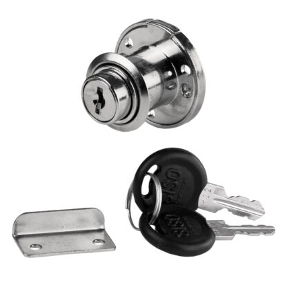 Serrure à rabat de haute qualité en zamak avec rosace cylindrique et deux clés, incl. Gâche, 19 mm (0,8 »), conception : verrouillage différent, 14.07.105-0. Serrure d’entrée en zamak pour les volets, les armoires et bien plus encore, par SISO Danema – Image 3