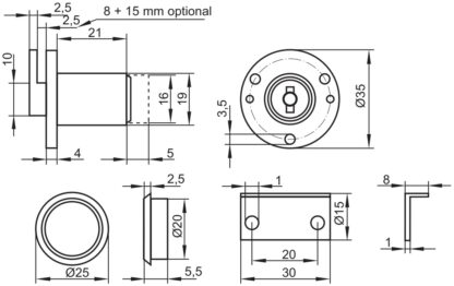 Serrure à rabat de haute qualité en zamak avec rosace cylindrique et deux clés, incl. Gâche, 19 mm (0,8 »), conception : verrouillage différent, 14.07.105-0. Serrure d’entrée en zamak pour les volets, les armoires et bien plus encore, par SISO Danema – Image 8