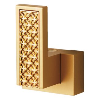 Patère de haute qualité, avec un ornement luxueux, pour montage mural, capacité de charge : 10 kg, surface : dorée, polie brillante, PXB-UM05-101-Q1-GL. Patères design pour porte-manteaux, hôtels, restaurants et bien plus encore, par Sugatsune / LAMP® (Ja
