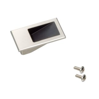 Petite coque de poignée de doigt de haute qualité, en alliage de zinc solide, surface: bronze blanc, 55 mm (2.2 ») HH-DN-29WB. Poignée encastrée HH-DN-29WB pour façades en tôle, façades en bois, tiroirs, armoires, mobilier de bureau, par Sugatsune / 