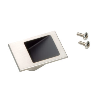 Petite coque de poignée de doigt de haute qualité, en alliage de zinc solide, surface: bronze blanc, 55 mm (2.2 ») HH-DN-40WB. Poignée encastrée HH-DN-40WB pour façades en tôle, façades en bois, tiroirs, armoires, mobilier de bureau, par Sugatsune / 