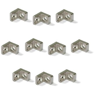 10pcs petits connecteurs d’angle robustes en alliage de zinc solide, surface: nickelé, 20 mm (0.8 « ) 8072507. Support de montage E.FB.20 pour étagère, bibliothèque, table, armoire, par EMUCA