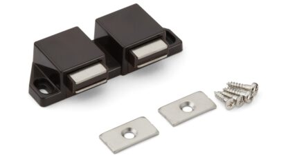 Mousqueton magnétique compact, avec contre-plaque, surface : marron, 25 mm (63/64"), version : avec 2 pistons, ML-30WBR. Ouvre-porte double pour portes de meubles, portes d’armoires et bien plus encore, par Sugatsune / LAMP® (Japon) – Image 4