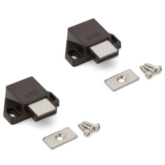 2 pièces loquet magnétique compact, avec contre-plaque, surface : marron, 25 mm (63/64"), ML-30SBR. Ouvre-porte à ouverture par pression peu encombrant pour portes de meubles, portes d’armoires et bien plus encore, par Sugatsune / LAMP® (Japon)