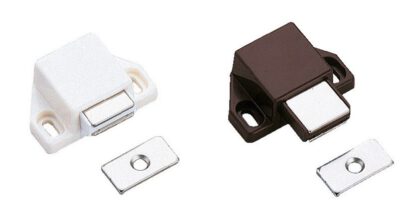 2 pièces loquet magnétique compact, avec contre-plaque, surface : marron, 25 mm (63/64"), ML-30SBR. Ouvre-porte à ouverture par pression peu encombrant pour portes de meubles, portes d’armoires et bien plus encore, par Sugatsune / LAMP® (Japon) – Image 3