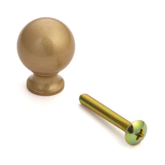 Poignée de bouton de meuble sphérique en alliage d’aluminium robuste, finition: couleur or, satiné mat, 20 mm (0,8 ») KK-B20SSG. Poignée KK-B20SSG pour tiroir, porte de meubles, armoire de cuisine, armoire de bureau et bien plus encore, par Sugatsune