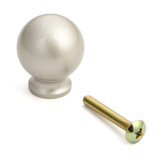 Poignée de bouton de meuble sphérique en alliage d’aluminium robuste, surface: nickel, laqué, 25 mm (1 ») KK-B25SNI. Poignée bouton KK-B25SNI pour tiroir, porte de meuble, armoire de cuisine, armoire de bureau et bien plus encore, par Sugatsune / LAM