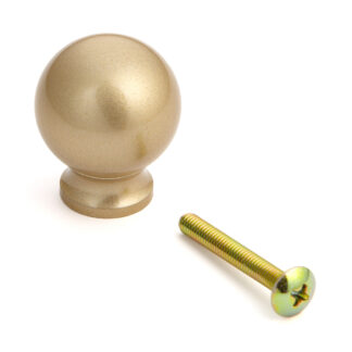 Poignée de bouton de meuble sphérique en alliage d’aluminium durable, finition: couleur or, satiné mat, 25 mm (1 ») KK-B25SSG. Poignée KK-B25SSG pour tiroir, porte de meubles, armoire de cuisine, armoire de bureau et bien plus encore, par Sugatsune /