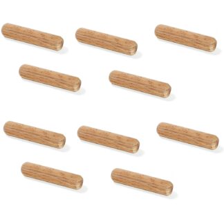 10 morceaux de chevilles longues en bois de hêtre, surface : nervurée, 30 mm (1,2 ») 9091978. Chevilles en bois 9091978 pour panneaux en bois, connexion bois, construction de meubles, construction d’étagères, par EMUCA