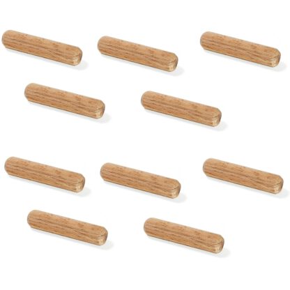 10 morceaux de chevilles longues en bois de hêtre, surface : nervurée, 30 mm (1,2 ») 9091978. Chevilles en bois 9091978 pour panneaux en bois, connexion bois, construction de meubles, construction d’étagères, par EMUCA
