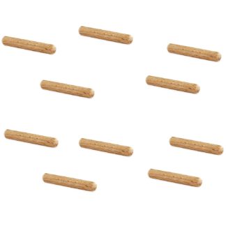 10 pièces de chevilles longues en bois de hêtre, surface : nervurée, 35 mm (1,4 ») 9031878. Chevilles en bois 9031878 pour panneaux en bois, connexion bois, construction de meubles, construction d’étagères, par EMUCA