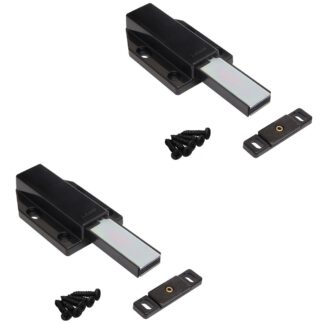 2 Stück Magnet-Druckschnäpper, inkl. Gegenplatte ML-120BL, 70 mm (2-3/4″) von Sugatsune, schwarz, Ausführung: mit langem Stößel. Produktbild