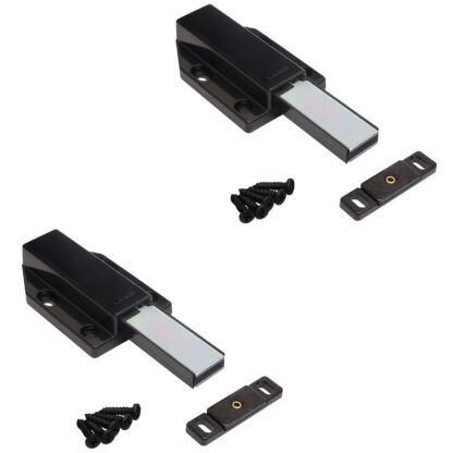 2 Stück Magnet-Druckschnäpper, inkl. Gegenplatte ML-120BL, 70 mm (2-3/4″) von Sugatsune, schwarz, Ausführung: mit langem Stößel. Produktbild