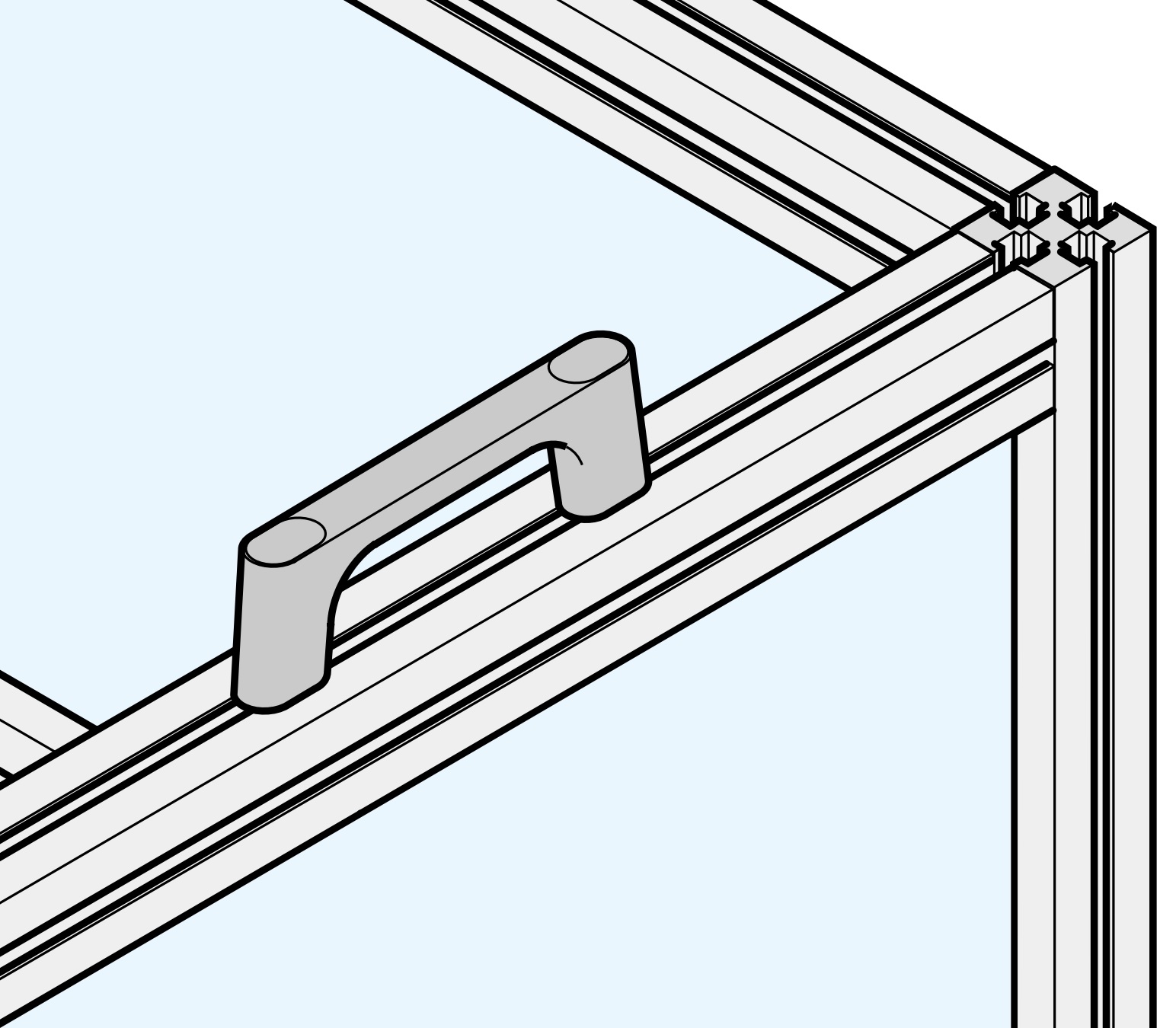 Poignée en alliage de zinc solide (ZDC) de haute qualité, chromée, satiné mat avec capuchons gris, 175 mm (6,9 ») KMH-150-GR. Poignée de machine KMH-150-GR pour armoire industrielle, usine de production, construction mécanique, par Sugatsune / LAMP® – Image 4