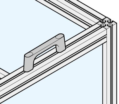 Poignée en alliage de zinc solide (ZDC) de haute qualité, chromée, satiné mat avec capuchons de couverture noirs, 145 mm (5,8 ») KMH-120-BL. Poignée de machine KMH-120-BL pour armoire industrielle, usine de production, construction mécanique, par Sug – Image 4