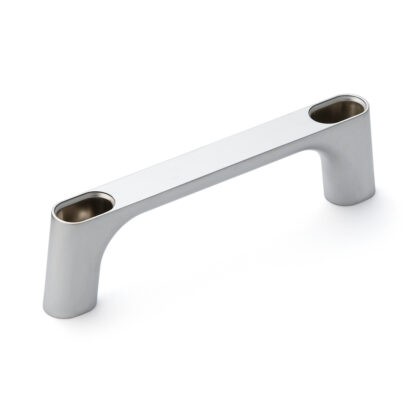Poignée en alliage de zinc solide (ZDC) de haute qualité, chromée, satiné mat avec capuchons blancs, 145 mm (5,8 ») KMH-120-WT. Poignée de machine KMH-120-WT pour armoire industrielle, usine de production, construction mécanique, par Sugatsune / LAMP – Image 5