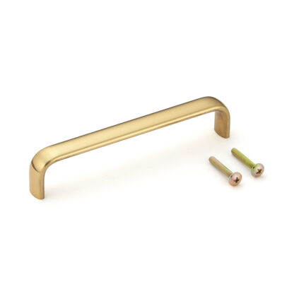 Poignée de meuble en laiton massif de haute qualité, poli brillant, 134,2 mm (5,3 ») DLB-128PB. Poignée d’armoire en laiton DLB-128PB pour armoire de cuisine, armoire de salon, meubles de chambre, meubles de bureau, par Sugatsune / LAMP® (Japon)