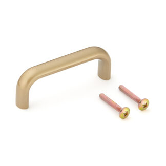 Poignée de meuble solide de haute qualité en alliage d’aluminium robuste, couleur or, satiné mat, 78 mm (3.1 ») KK-H80SSG. Poignée KK-H80SSG pour armoire de cuisine, armoire de salon, mobilier de bureau, meubles de chambre, par Sugatsune / LAMP® (Jap