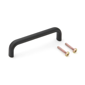 Poignée de meuble solide de haute qualité en alliage d’aluminium durable, noir, satiné mat, 108 mm (4.3 ») KK-H110BL. Poignée KK-H110BL pour armoire de cuisine, armoire de salon, mobilier de bureau, meubles de chambre à coucher, par Sugatsune / LAMP®