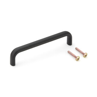 Poignée de meuble solide de haute qualité en alliage d’aluminium durable, noir, satiné mat, 128 mm (5.1 ») KK-H130BL. Poignée KK-H130BL pour armoire de cuisine, armoire de salon, mobilier de bureau, meubles de chambre à coucher, par Sugatsune / LAMP®