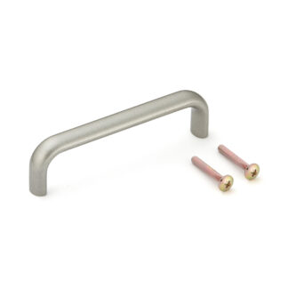 Poignée de meuble solide de haute qualité en alliage d’aluminium durable, nickelé, satiné mat, 108 mm (4.3 ») KK-H110SNI. Poignée KK-H110SNI pour armoire de cuisine, armoire de salon, mobilier de bureau, meubles de chambre à coucher, par Sugatsune /