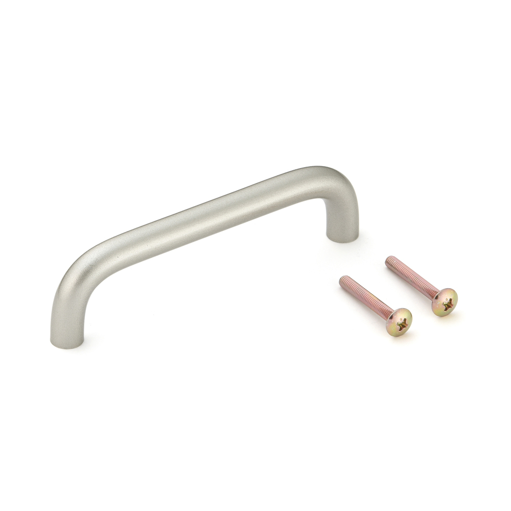 Poignée de meuble solide de haute qualité en alliage d’aluminium robuste, nickelé, satiné mat, 110 mm (4.4 ») KK-M110SNI. Poignée KK-M110SNI pour armoire de cuisine, armoire de salon, mobilier de bureau, meubles de chambre à coucher, par Sugatsune /