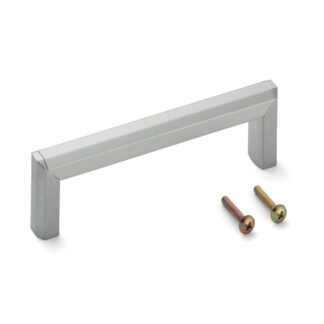 Poignée de meuble solide de haute qualité en alliage de zinc (ZDC) et alliage d’aluminium, chromé, satiné mat, 141 mm (5.6 ») XLA-HA128. XLA-HA128 en alliage de zinc (ZDC) et poignée d’armoire en alliage d’aluminium pour meubles, par Sugatsune / LAMP