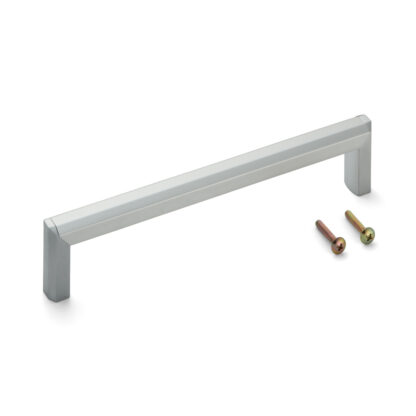 Poignée de meuble solide de haute qualité en alliage de zinc (ZDC) et alliage d’aluminium, chromé, satiné mat, 205 mm (8.1 ») XLA-HA192. XLA-HA192 en alliage de zinc (ZDC) et poignée d’armoire en alliage d’aluminium pour meubles, par Sugatsune / LAMP