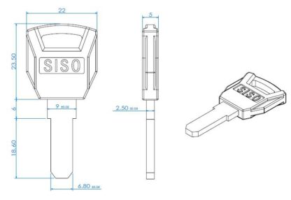 Clé générale pour serrure à monnaie, adaptée à la serrure de consigne de SISO / UMAXO®. – Image 2