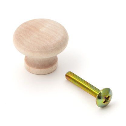 Poignée de bouton de meuble de haute qualité en bois massif, surface: naturel, 24,5 mm (1 ») SMT24. Poignée en bois naturel pour tiroir, porte de meubles, armoire de cuisine et bien plus encore, par Sugatsune / LAMP® (Japon)