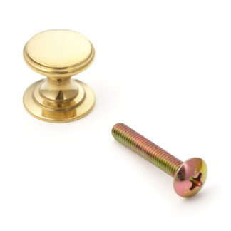 Poignée de bouton de meuble en laiton de haute qualité, finition: poli brillant, 16 mm (0,7 ») SY-16M. Poignée en laiton pour tiroir, porte de meubles, armoire de cuisine, armoire de bureau et bien plus encore, par Sugatsune / LAMP® (Japon)