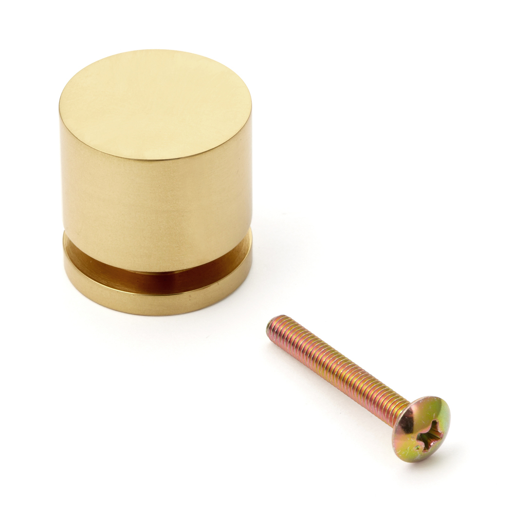 Poignée de bouton de meuble en laiton de haute qualité, finition: poli brillant, 25 mm (1 ») KHE107-25PB. Poignée en laiton pour tiroir, porte de meubles, armoire de cuisine, armoire de bureau et bien plus encore, par Sugatsune / LAMP® (Japon)