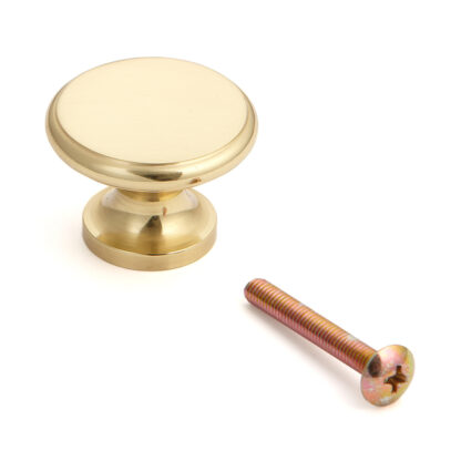 Poignée de bouton de meuble en laiton de haute qualité, surface: poli brillant, 30 mm (1.2 ») KHE101-30PB. Poignée en laiton pour tiroir, porte de meubles, armoire de cuisine, armoire de bureau et bien plus encore, par Sugatsune / LAMP® (Japon)