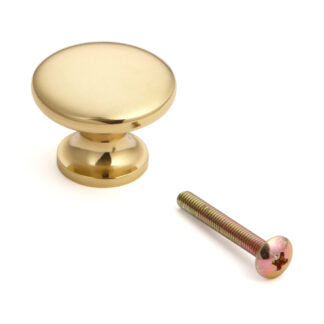 Poignée de bouton de meuble en laiton de haute qualité, finition: poli brillant, 30 mm (1.2 ») KHE102-30PB. Poignée en laiton pour tiroir, porte de meubles, armoire de cuisine, armoire de bureau et bien plus encore, par Sugatsune / LAMP® (Japon)