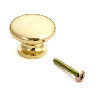Poignée de bouton de meuble en laiton de haute qualité, finition: poli brillant, 35 mm (1.4 ») KHE102-35PB. Poignée en laiton pour tiroir, porte de meubles, armoire de cuisine, armoire de bureau et bien plus encore, par Sugatsune / LAMP® (Japon)