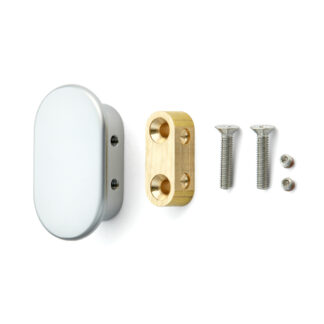 Poignée de bouton de meuble de haute qualité en laiton, surface: chromé, satiné mat, 50 mm (2 ») DW-50N. Poignée en laiton pour tiroir, porte de meubles, armoire de cuisine, armoire de bureau et bien plus encore, par Sugatsune / LAMP® (Japon)