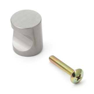 Poignée de bouton de meuble de haute qualité en laiton, surface: nickelée, mat satiné, 18 mm (0,8 ») MRB-18. Poignée en laiton pour tiroir, porte de meubles, armoire de cuisine, armoire de bureau et bien plus encore, par Sugatsune / LAMP® (Japon)