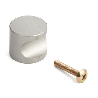 Poignée de bouton de meuble de haute qualité en laiton, finition: nickelé, mat satiné, 24 mm (1 ») MRB-24. Poignée en laiton pour tiroir, porte de meubles, armoire de cuisine, armoire de bureau et bien plus encore, par Sugatsune / LAMP® (Japon)