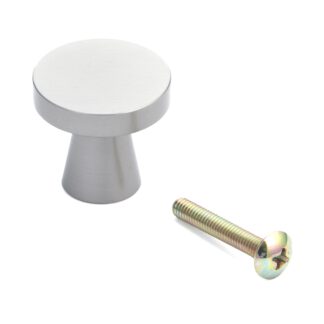 Poignée de bouton de meuble de haute qualité en laiton, finition: nickelé, mat satiné, 25 mm (1 ») TS-25. Poignée en laiton pour tiroir, porte de meubles, armoire de cuisine, armoire de bureau et bien plus encore, par Sugatsune / LAMP® (Japon)